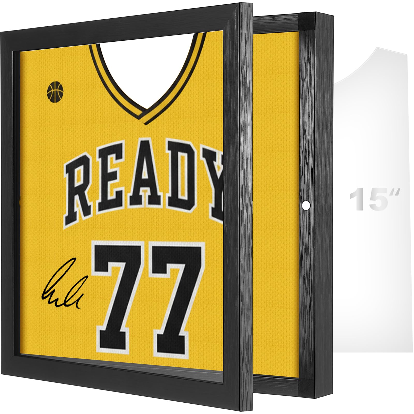 Photo 1 of 1 Pack T Shirt Display Frame, 15'' X 15'' Black Imitation Wood T Shirt Frame with 98% UV Protection Acrylic, 1" Depth of Usable Space Shadow Box, Display Case for Shirts, Jerseys, Memorabilia