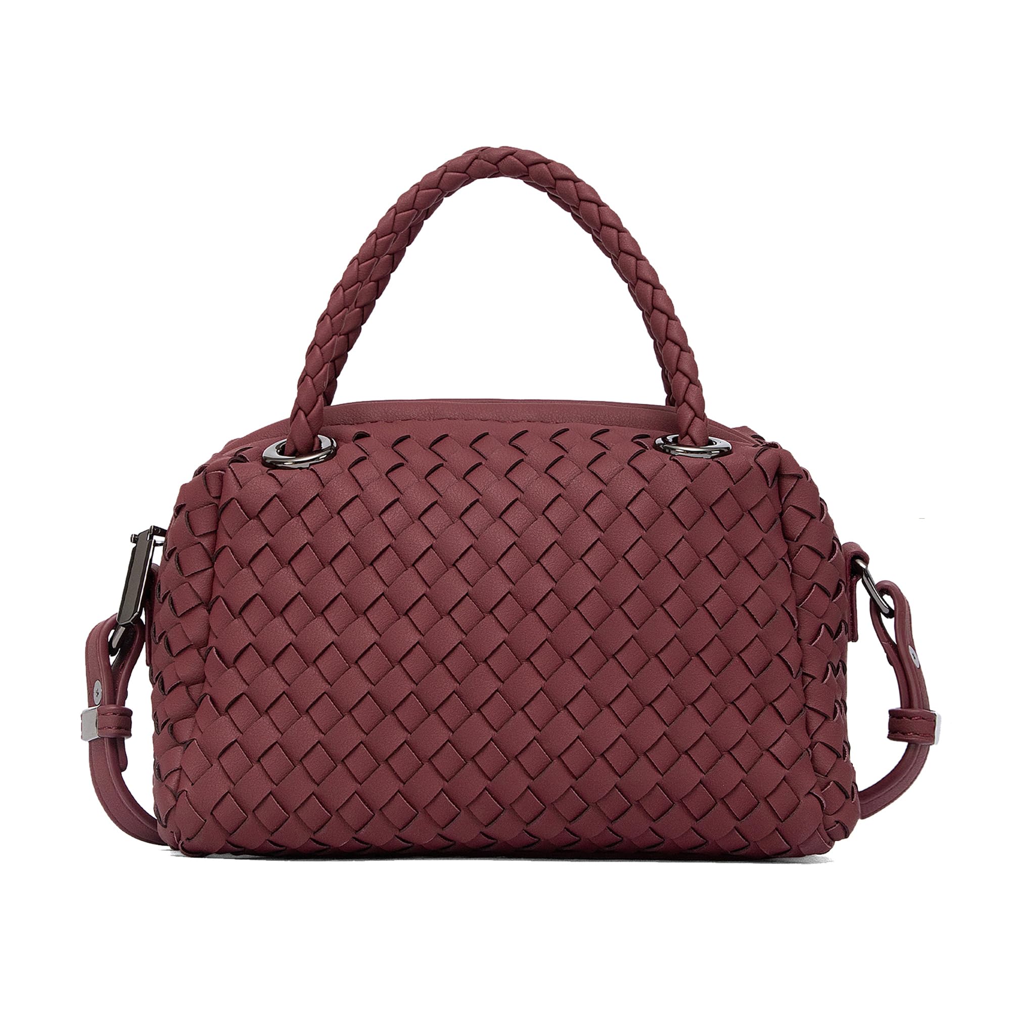 NEWBELLA Women's Hobo Purse - Faux Leather Shoulder Bag & Tote Handbag, Spacious Work Bag for Commute & Daily Use (Burgundy-2) Image