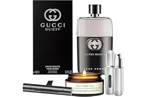 PERFUME4ALL Guilty for men | 3.0 oz EDT Spray Gift Set with Lavender Soy Candle, Car Air Fresheners, and Empty Travel Perfume Atomizer perfect kit for Men & Boys