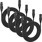 MFL. 10 ft Flexible DMX Cable 3 Pin Signal XLR Male to Female Cable Wire for Stage Lighting DJ Lights, 110 Ohms Impedance, Black, 4 Pack