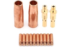AUNMAS 14 Pcs Welding Tips, 180 kp 3076 Copper Nozzle Diffuser Tip Set tip 11 35 0.035"(0.9mm) Torch Tip Nozzle Diffuser Nozz