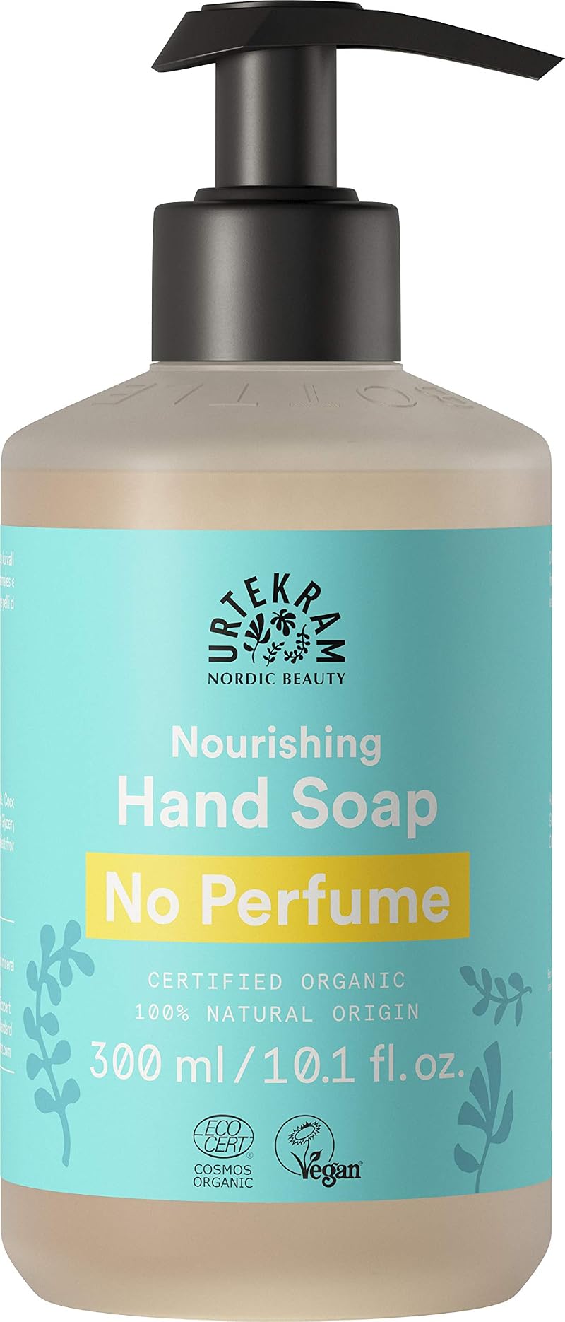 Urtekram Organic No Perfume Hand Soap 300ml Pump Bottle Gentle Cleansing