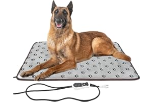 DEOMAN Pet Heating pad 34"x21" Large Dog cat Heating pad Heated ped beds Dogs House Heater Electric Warming pad for Puppies with Timer,Chew Resistant Cord,Easy Clean,Waterproof