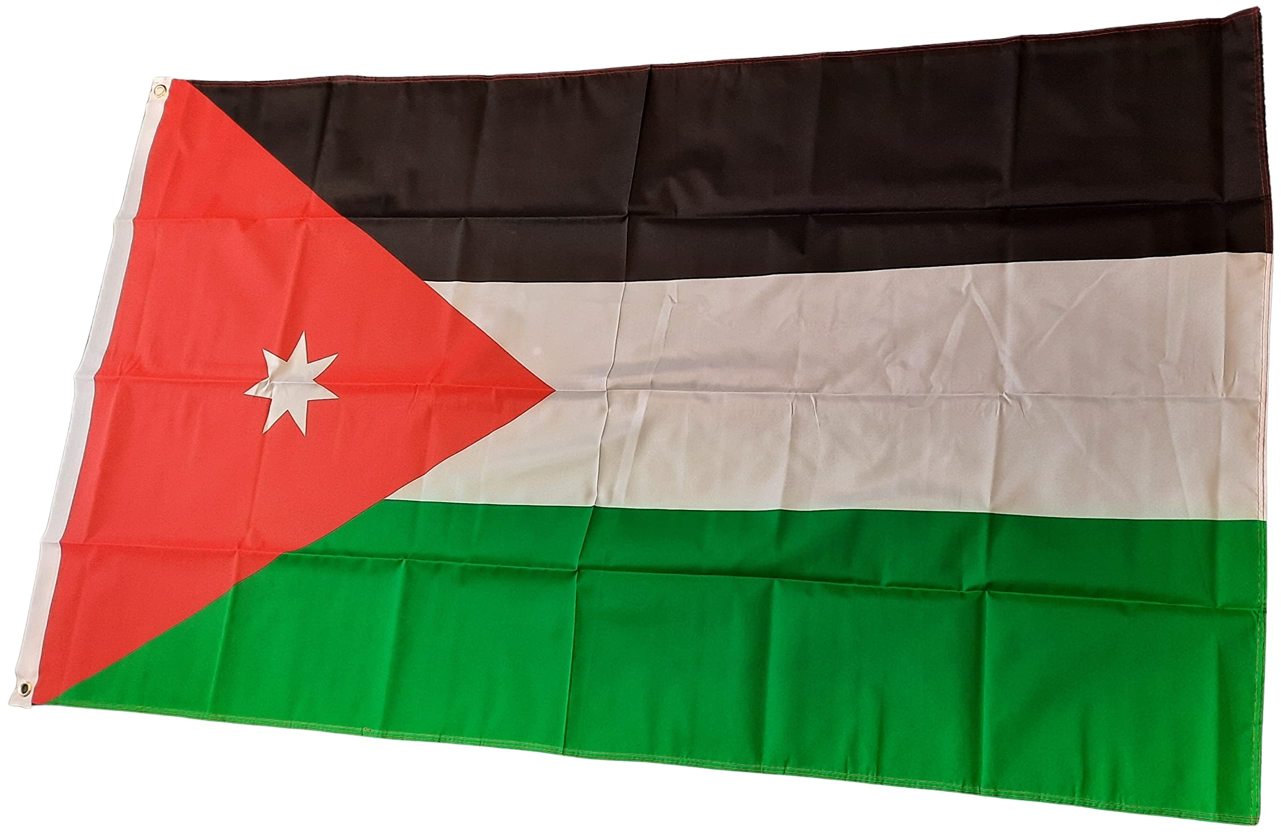 NWFlags Jordan Flag 5ft x 3ft 75d Premium Polyester Suitable For Flagpoles | Strong Polyester 5x3 foot material large flag of Jordan with 2 metal Eyelets