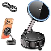 iPhone Magsafe Car Mount Charger [15W Fast Wireless Charging, 120+ LB Strongest Suction & 2800gf Strongest Magnetic] 360° Adjustable Car Phone Holders for your car, for iPhone 17 16 15 14 13 12 series
