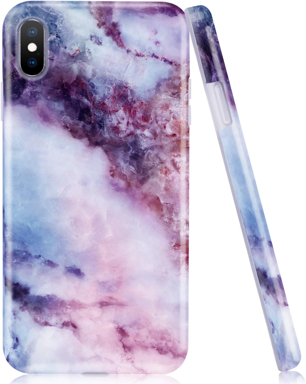 iPhone XS Max Case, Soft Phone Case for Apple XS Max, Emogins Cute Protective Cover with Purple Marble Design, Premium Shockproof Lightweight TPU Silicone Shell for Women Girls