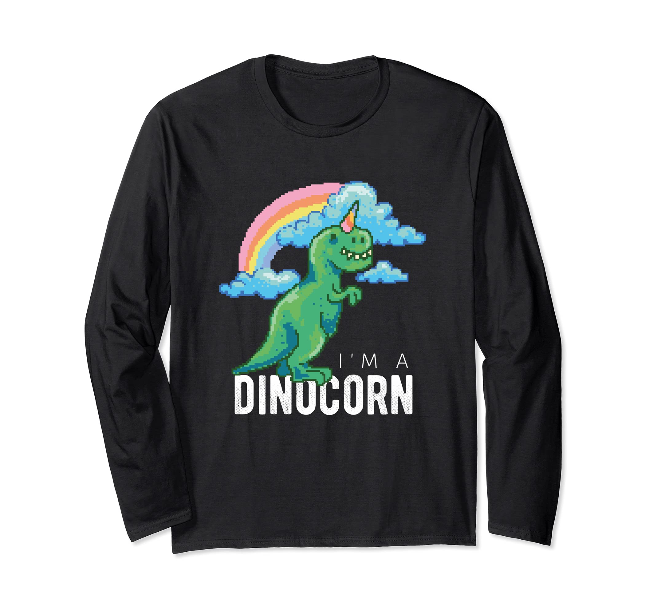 Cute 8-bit Dinocorn Dinosaur Unicorn Paleontologists Gift Long Sleeve T-Shirt