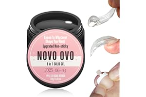 NOVO OVO Non-Sticky Solid Nail UV Gel Glue for Press on and Soft Gel x False Nail Tips 8 in 1, Strong & Long Lasting Nail Glue, Upgrade 3D Gel for Acrylic Sculpture & Decoration, UV Light Cured 30ml