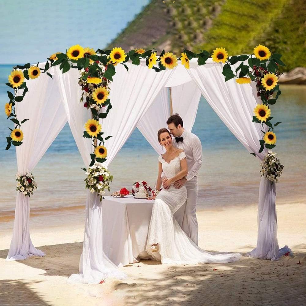 Artificial Sunflowers Garland String Lights 20 LED Warm White Fairy Hanging Lights Batteries Powered for Wedding Party Garden Decoration (B-sunflower - Image 4