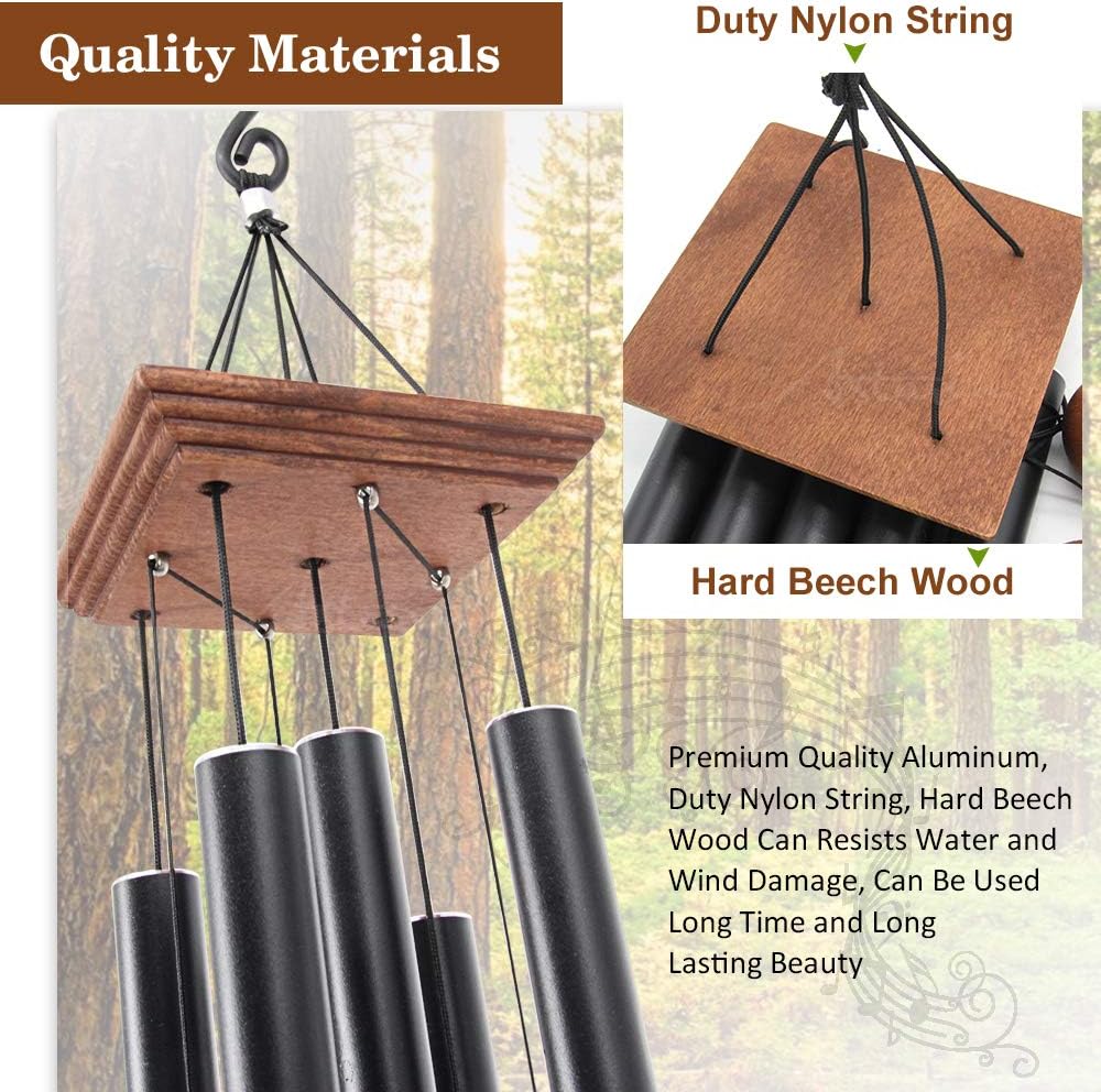 ASTARIN Wind Chimes Outdoor Large Deep Tone, Memorial Wind Chimes Outdoor, Gifts for Housewarming/Mother Day/Christmas, Outdoor Decor for Patio, Garden, Yard, Home (36 Inch Black Wind Chime) : Garden & Outdoor