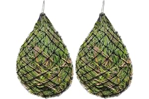 YAXSHIMU Slow Hay Feeder Hay Net, Freedom Feeder, 40" with 4" Mesh Holes, for Horse, Goats Full Day Feeding, Black, 2 PCS