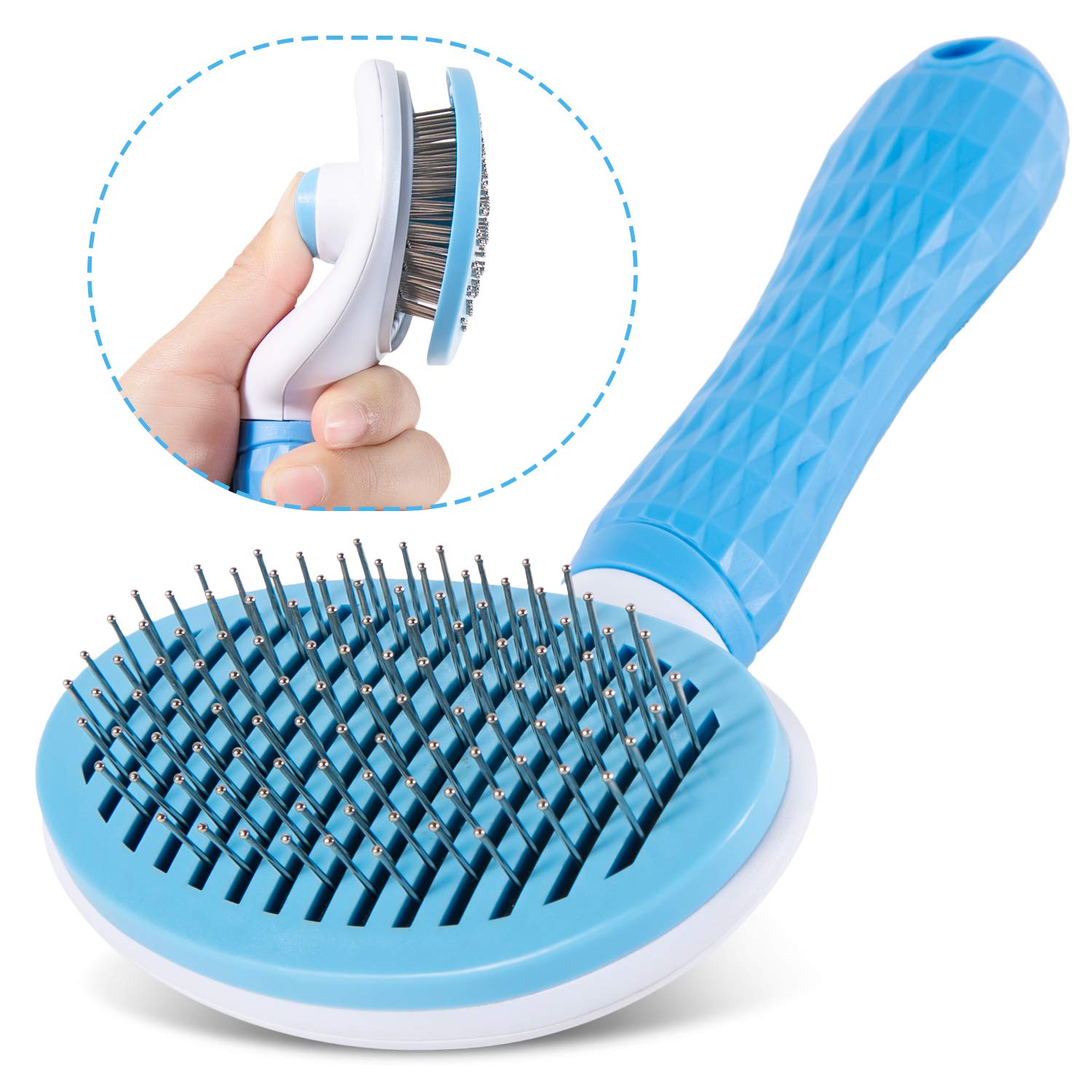 Alihoo Cat Brush Undercoat Dog Brush Soft Brush for Long Hair Universal Care Brush Automatic Cleaning Pet Brush Comb (Blue)