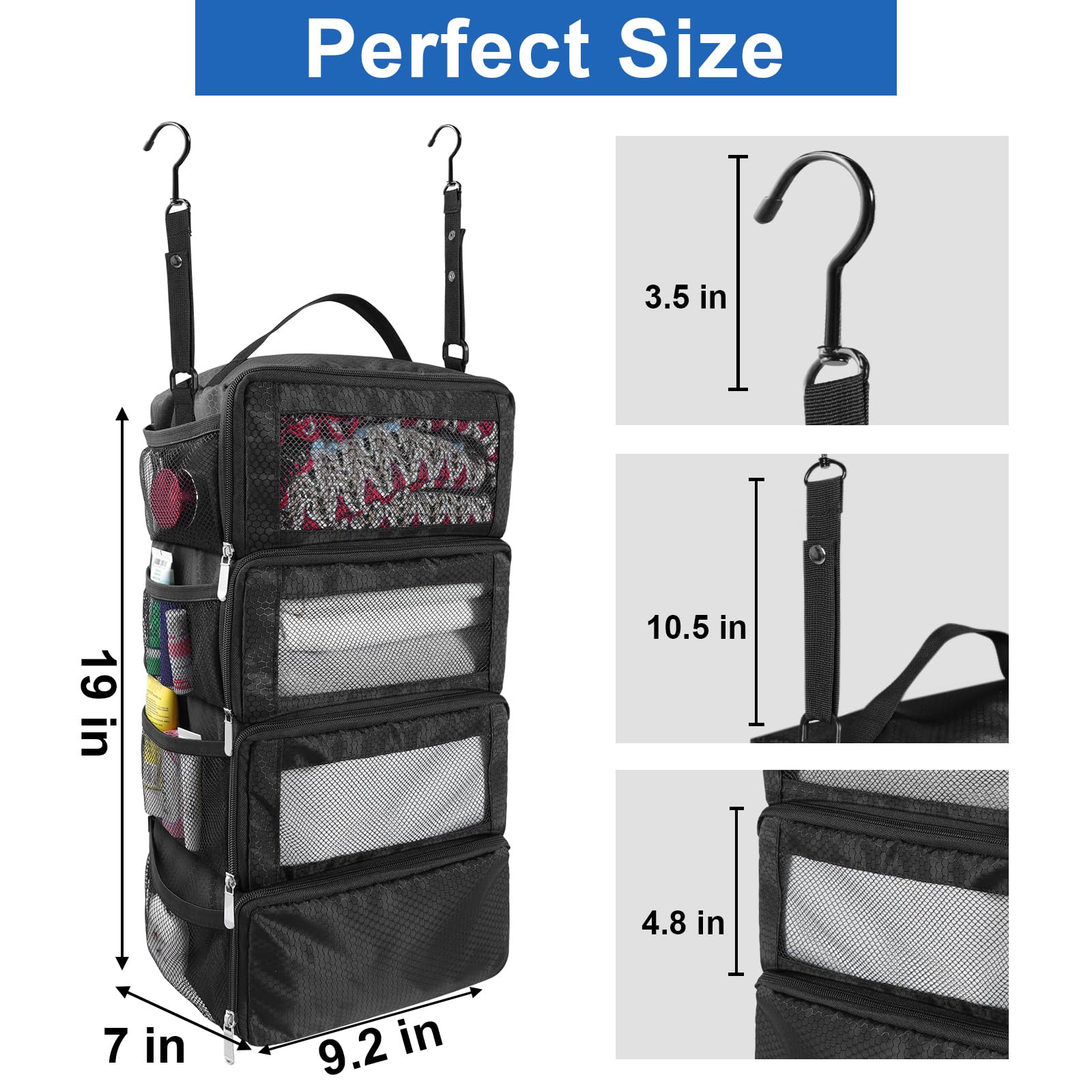 Olosar Suitcase Organizer, Travel Luggage Organizer Portable Hanging Travel Shelves Collapsible Hanging Packing Cubes for Carry on Suitcase