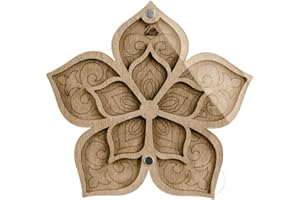 Lonjew Wood Bead Organizer Tray with Lid Supply Storage Jewelry Making Gift, Bead Container, Needle Magnet, Beadwork Accessory, Small Clear Cover, Beads Wood Flower Storage