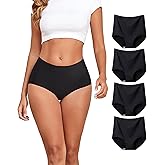 dorcastimo Womens Underwear Seamless No Show Panties High Waisted Briefs Breathable Full Coverage Underwear for Women 4 Pack