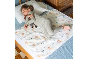 SNUGGLEKID Tuckable Side Bed Wetting Pads Toddlers, Reusable Washable Waterproof Baby Potty Training Pee Pads Sheet Protector Kids, 5 Absorbent Layers, Exclusive No-Slip, 39"x 29" Fits Twin Airplane Print