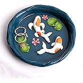 wowhalolo Koi Fish Ring Dish - Resin Jewelry Tray, Jewerly Holder for Women& Engagement Gift, Wedding Ring Holder for Ceremony, Key Bowl for Trinkets, Small Decorative Tray