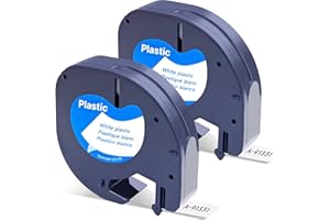 2PK Compatible with Dymo Letratag Refill 91331(S0721610) Plastic Black on White Label Tapes Cassette for DYMO LT LT-100H LT-1