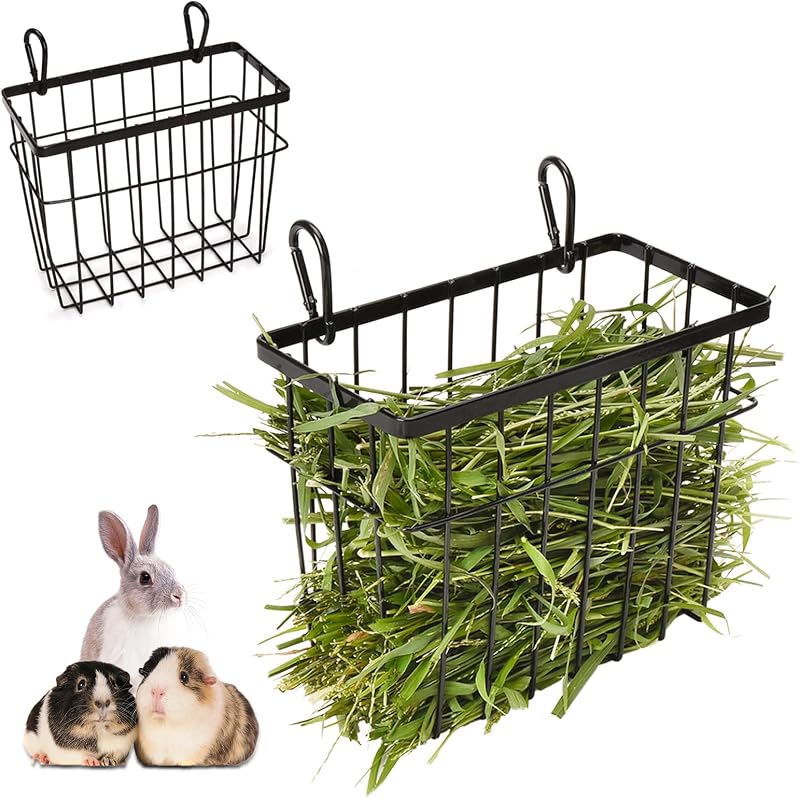 S SANGLE SOPFFY Rabbit Hay Feeder 2PCS Metal Frame Wall Mount Guinea Pig