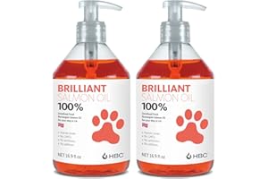 HOFSETH BIOCARE Salmon Oil for Dogs - Healthy Skin & Coat, Natural Norwegian Omega 3 Fish Oil Food Supplement, EPA & DHA Fatty Acids, Ideal for Shedding, Allergy, Itching, Dry Skin, Joint & Bone Health - (2 x 16.9oz)