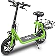 Phantomgogo Commuter R1 - Electric Scooter for Adults - Foldable Scooter with Seat & Carry Basket - 450W Brushless Motor 36V - 15MPH 265lbs Max Load E Mopeds for Adults