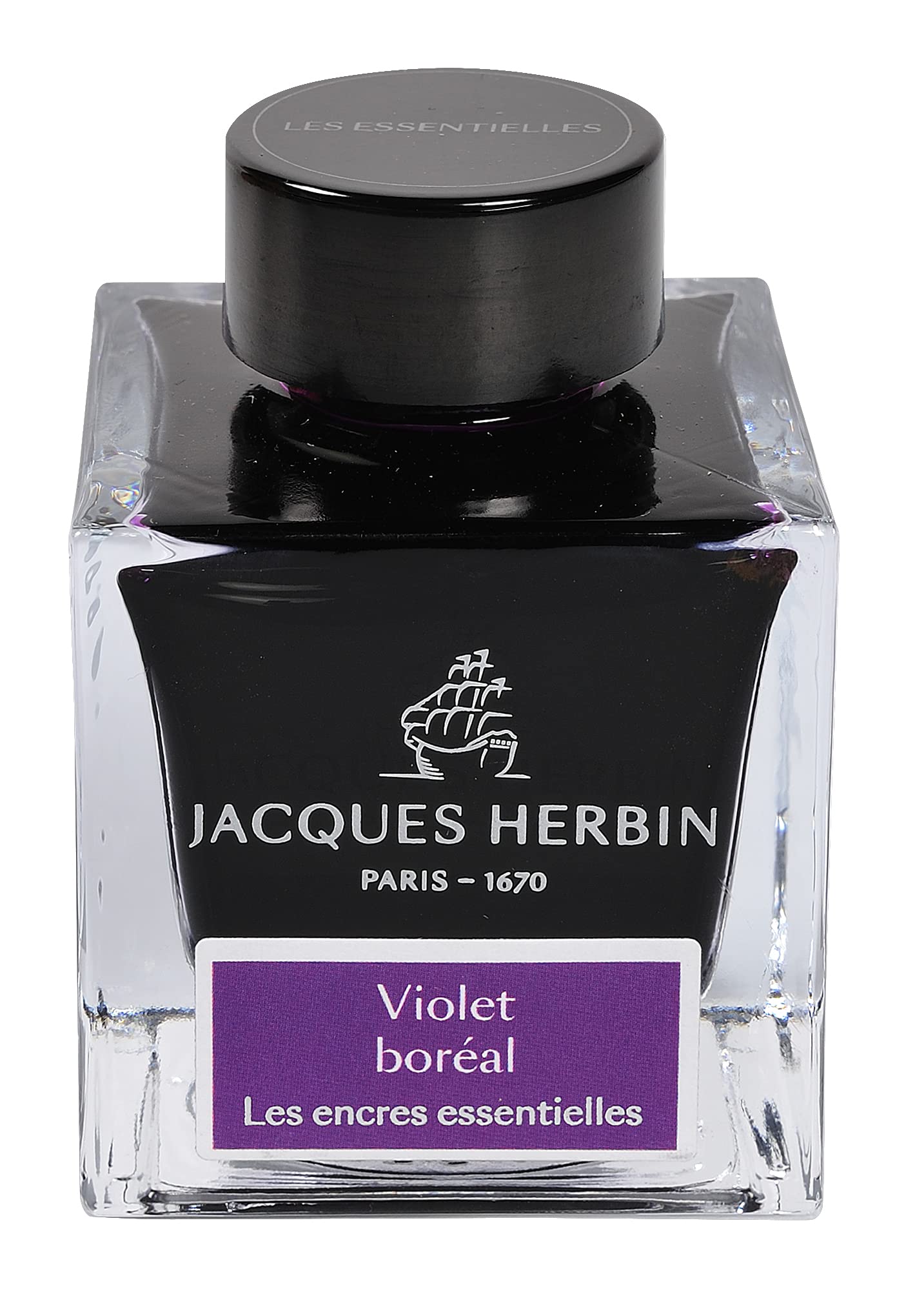 Jacques Herbin 13173JT - 50 ml ink bottle for fountain pens and rollerballs, Violet Boreal colour - Made in France - Calligraphy - Writing - Arts & Crafts