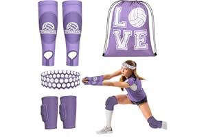 Gosodeny 6 Pcs Volleyball Accessories, Include Volleyball Knee Pads Arm Sleeves Drawstring Bag Softball Headbands Volleyball Protection Equipment Gifts for Women Teens Girls Boys Training