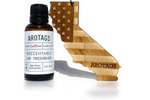 Arotags California Patriot Wooden Car Air Freshener - Long Lasting Cool Breeze Scent Diffuses for 365+ Days - Includes Hanging Mirror Diffuser and Fragrance Oil - 100% American Made