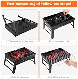AGM Charcoal Barbecue Portable Foldable Grill 520x295x222 mm M size view 4