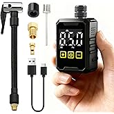 Mini Bike Tire Air Pump, 150 Psi High Pressure Pump with Presta and Schrader Valve 2in1, Fast Inflate Portable Small Bicycle Electric Pump with Digital Gauge for Road Bike, City, Mountain Bike, E-Bike