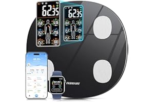 INSMART Smart Scale for Body Weight, All-in-one LCD Display Bathroom Weight Scales Body Fat Scale,Bluetooth Digital Smart Weighing Scale with Heart Rate,Heart Index & Body Composition Analyzer,396 lbs