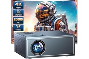 OWNKNEW [Electric Focus] Native 1080P Projector with Wifi and Bluetooth, 20000L Movie Home Projector 4K Support, Outdoor Mini Portable Projector for iOS/Android/TV Stick/HDMI/USB/Laptop/PS5 Grey