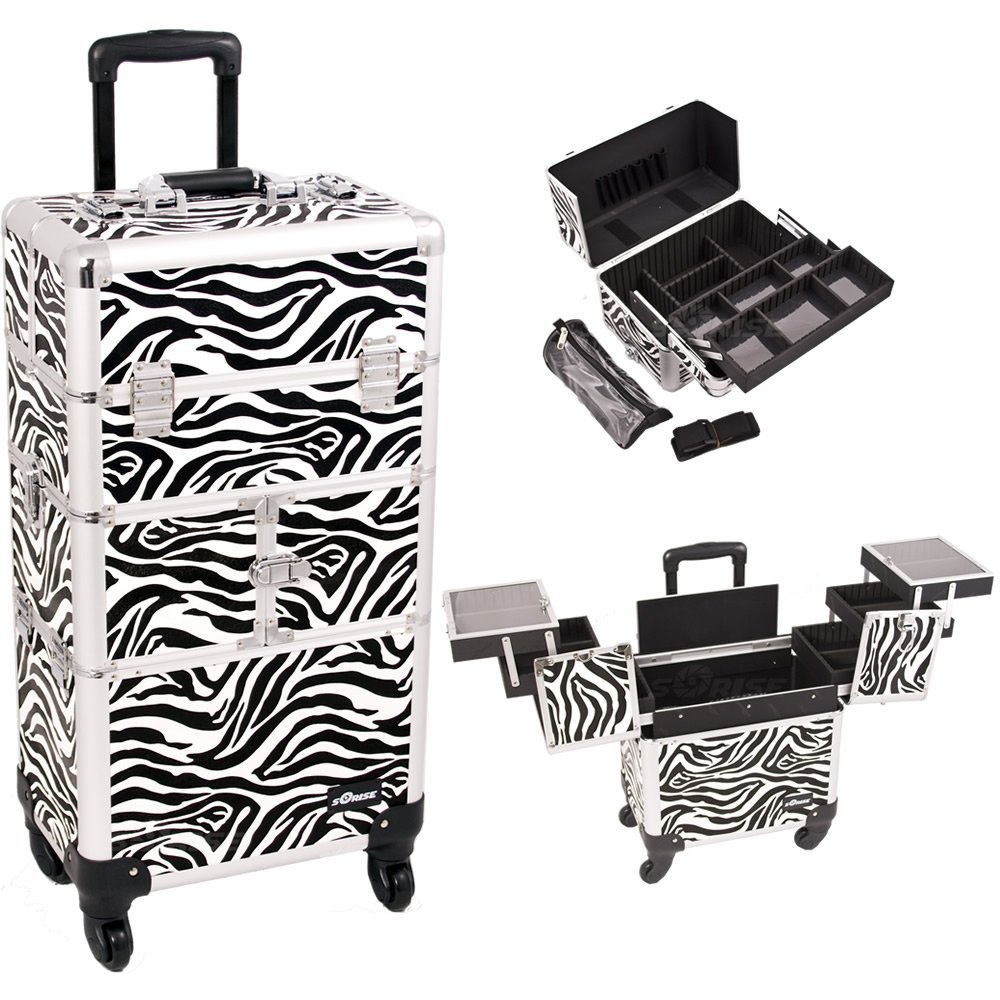 Sunrise I3764ZBWH Zebra 3 Tiers Accordion Trays 4 Wheels Professional