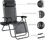 Aspect Zero Gravity Chairs Set of 2 Sun Loungers Folding with Cup Holder Black view 3