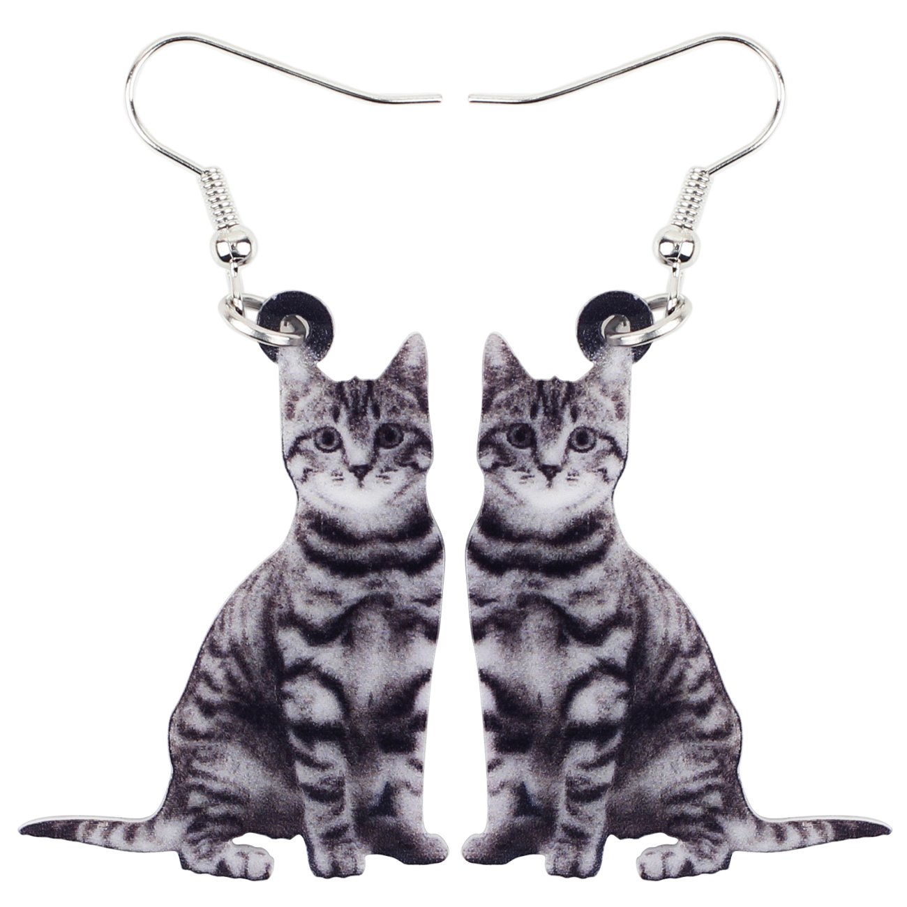 Bonsny Acrylic Drop Dangle Sweet Cat Earrings Jewelry For Women Gift Charms accessories (Beige)