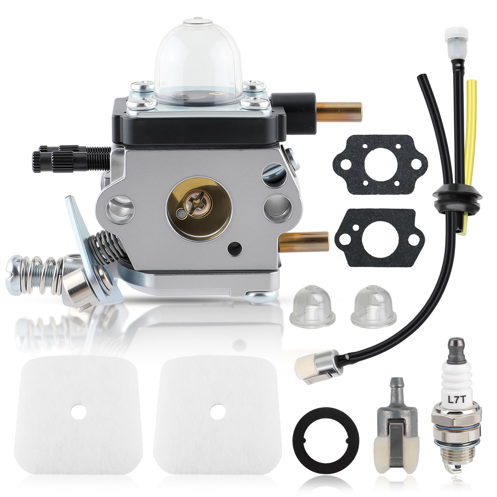 Carbhub C1U-K54A Carburetor for 2-Cycle Mantis 7222 7222E 7222M 7225 7230 7234 7240 7920 7924 Tiller/Cultivator Carb with Air Filter Repower Kit