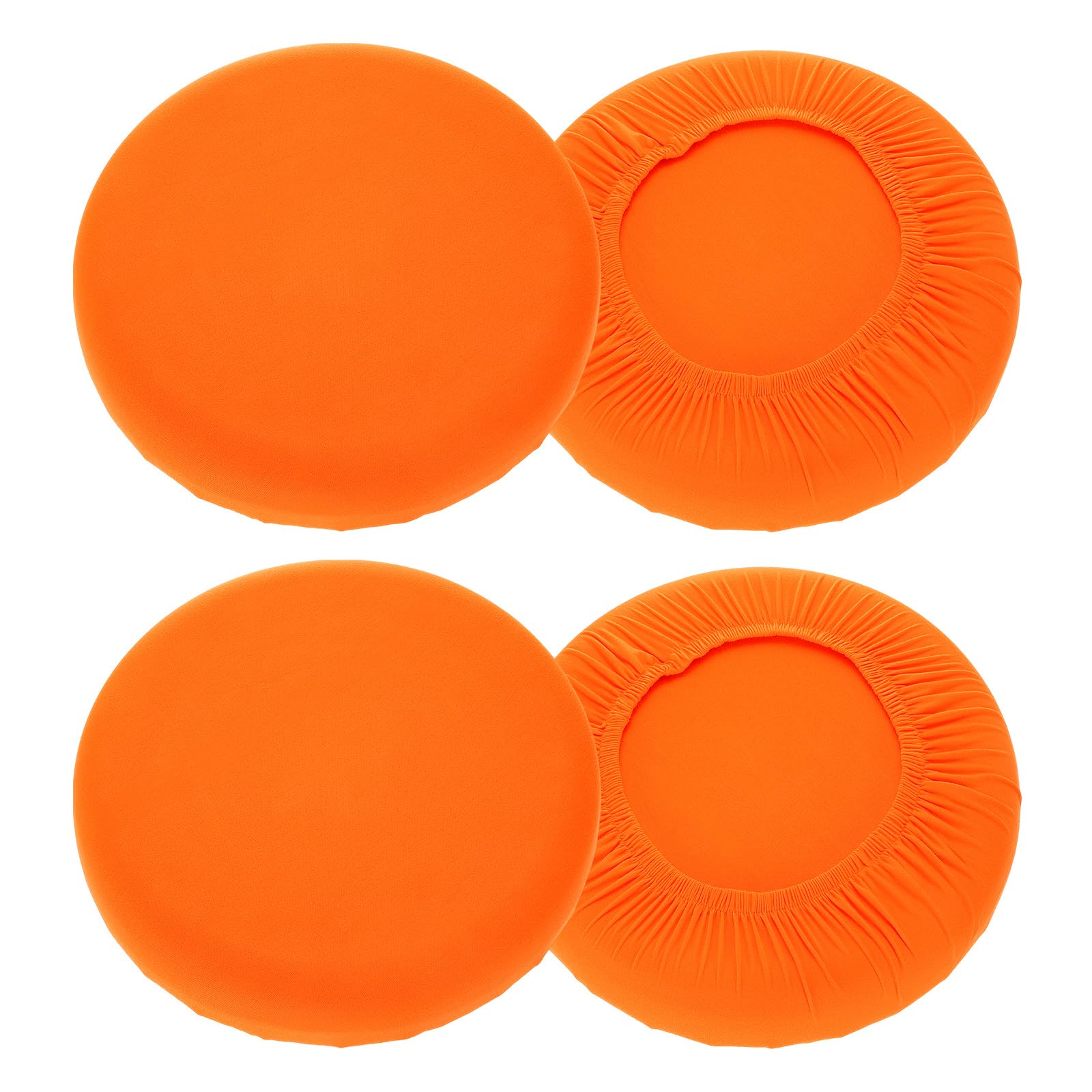 Photo 1 of uxcell 4 Pack Stool Covers Round, 16-18 Inch Bar Stool Covers Washable Dustproof Slipcover Seat Cushion with Elastic for Bar Kitchen Living Room Decor, Fluorescent Orange
