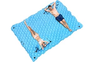 SEBOR Inflatable Floating Mat, 102" x 72" X-Large Lake Floats with Water Hammock for Beach, Swimming Pool Party, and Family Fun (Blue)