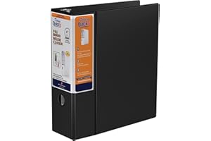 QuickFit Heavy-Duty 3-Ring File Binder, Locking D-Ring, View Binder, 4 Inch, Black
