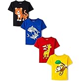 The Children's Place Baby-Boys and Toddler Dinos,Animals,Cars Short Sleeve Graphic T-Shirts,4 Pack