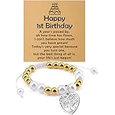 Mwphuy First Birthday Bracelet Gift for Women Beaded Bracelets Gift for 1 Year Old Daughter Granddaughter Niece Sister Friends 1st Birthday Gifts for Women Christmas Thanksgiving Gifts