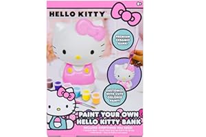 Horizon Group USA Hello Kitty Paint Your Own Piggy Bank, DIY Coin Bank for Kids, Multicolor