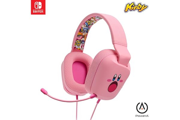 PowerA Wired Stereo Headset for Nintendo Switch - Kirby Mouthful, 3.5 mm, wired, stereo, officially licensed
