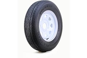ROCKMAN Trailer Tire Wheel Assembly ST205/75R15 8-Ply D 107M 5 Lug on 4.5" PCD White Spoke Rim