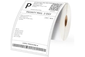 AKOGIRSE 4"x6" Direct Thermal Shipping Labels, 250 Labels/1 Roll, Perforated, Address Mailing Postage Thermal Paper Roll Compatible with MUNBYN, Rollo, Zebra, Jadens, Jiose Printer, Strong Adhesive