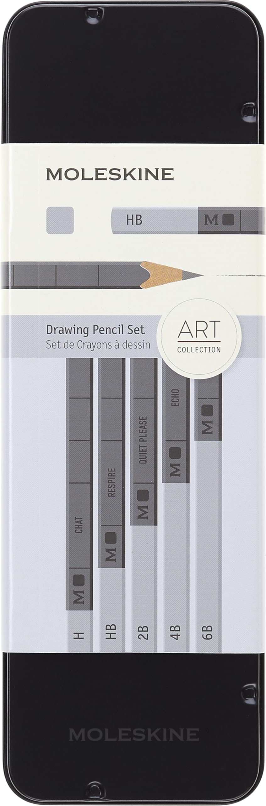 Moleskine Graphite Drawing Pencil Set 5 Graded Pencils, Colours Black and Grey