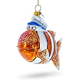 Captain Fish Blown Glass Christmas Ornament