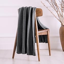 RECYCO Cable Knit Dark Grey Throw Blanket for