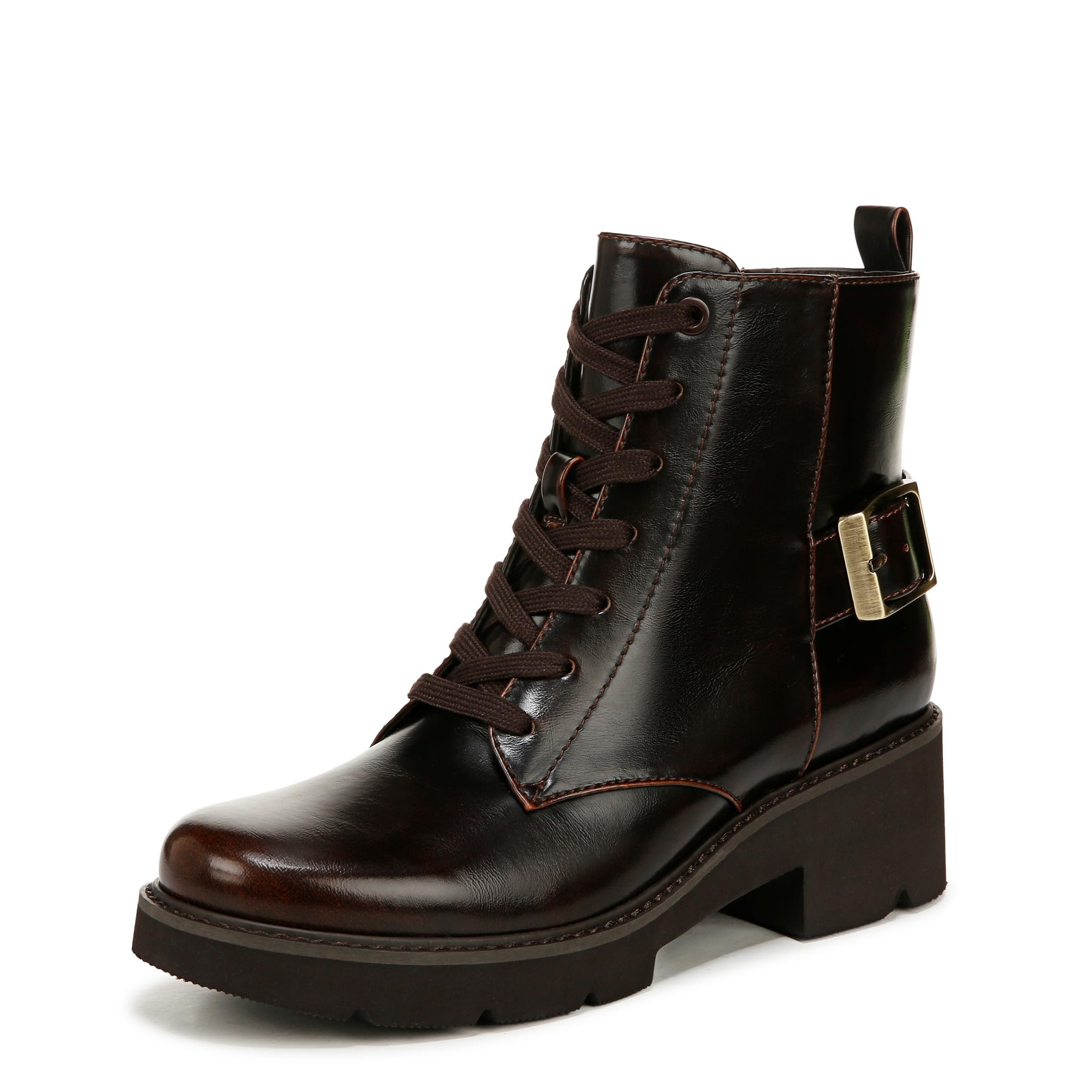 Naturalizer Womens Cabaret Bootie Lace Up Combat Boot Dark Brown 6.5 W
