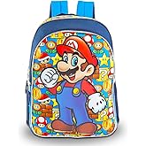 Super Mario Backpack for Boys 4-6 - 16" Mario School Bag for Elementary Students with Adjustable Straps, Mesh Side Pocket | Mario Backpack for Kids